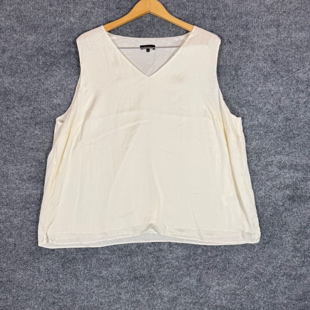 Quince Silk Stretch V-Neck Tank Top Womens 3X Ivory Silk Blend Minimalist EUC
